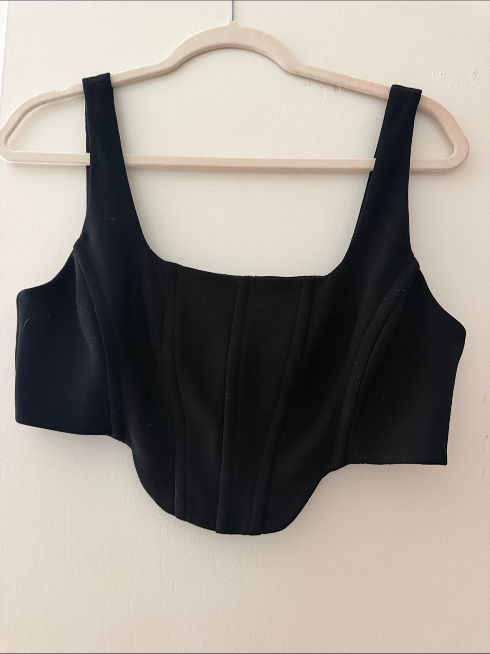 Black Structured Crop Bustier Top - Women's Corset-Style Tank